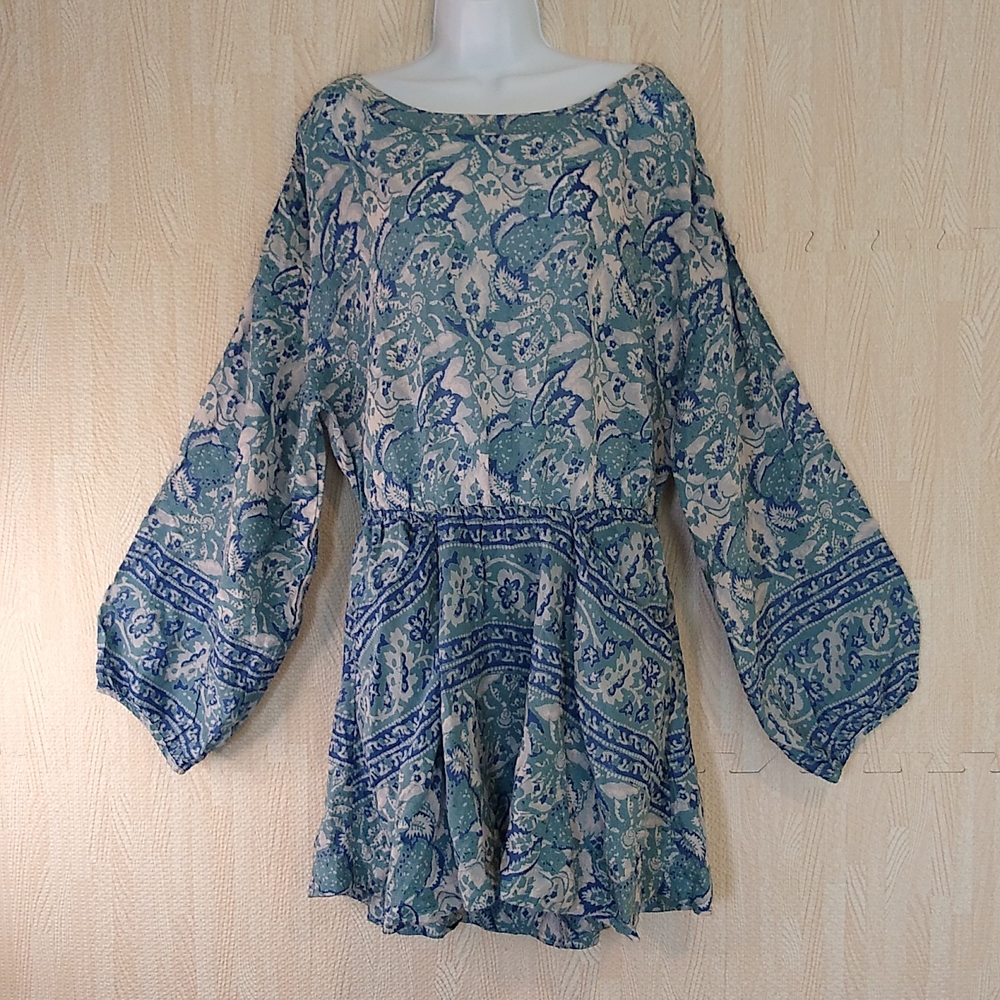 Free People Open Back Bohemian Mini Dress Pockets